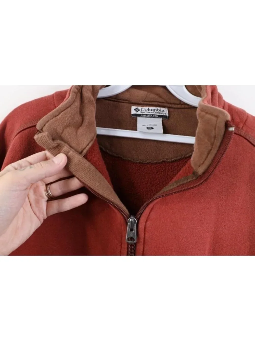 Vintage 90s Y2K Columbia Mens XL Spell Out Heavyweight 1/4 Zip Sweatshirt Red